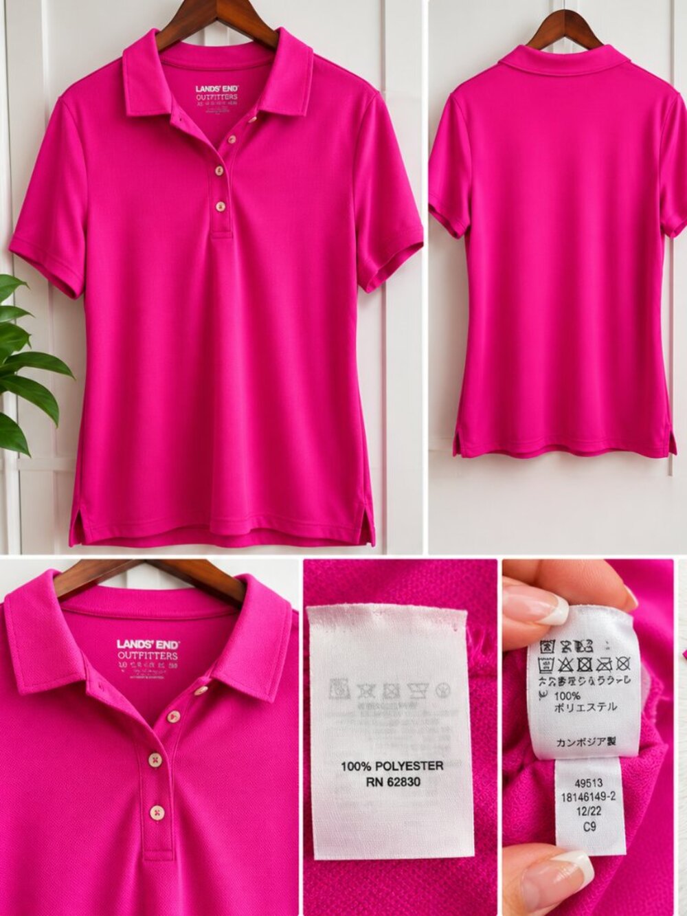Lands’ End Outfitters Polo Shirt Women XL Pink Short Sleeve Performance Golf